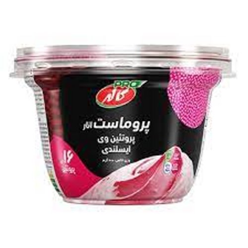 ماست با پروتیین وی و طعم انار مخصوص ورزشکاران ظرف پلی استایرنی با در فویل آلومینیومی 200 g نام تجارت کاله پرو