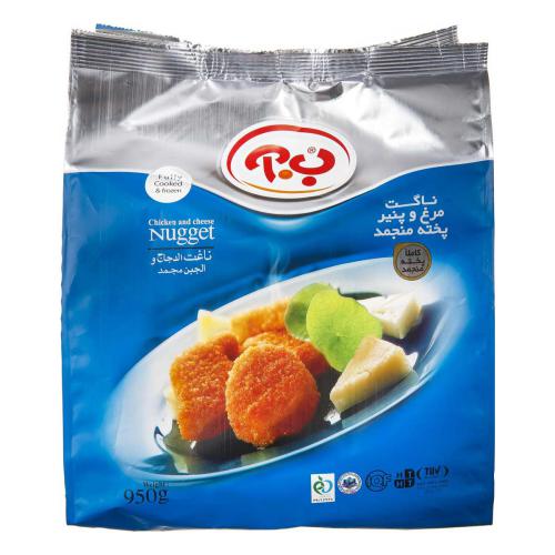 ناگت مرغ و پنیر پخته شده منجمد پاکت پلی اتیلنی با لایه داخلی پلی استری 950 گرمی ب.آ